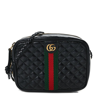 Gucci Calfskin Trapuntata Web Mini GG Shoulder Bag Black 1 of 8