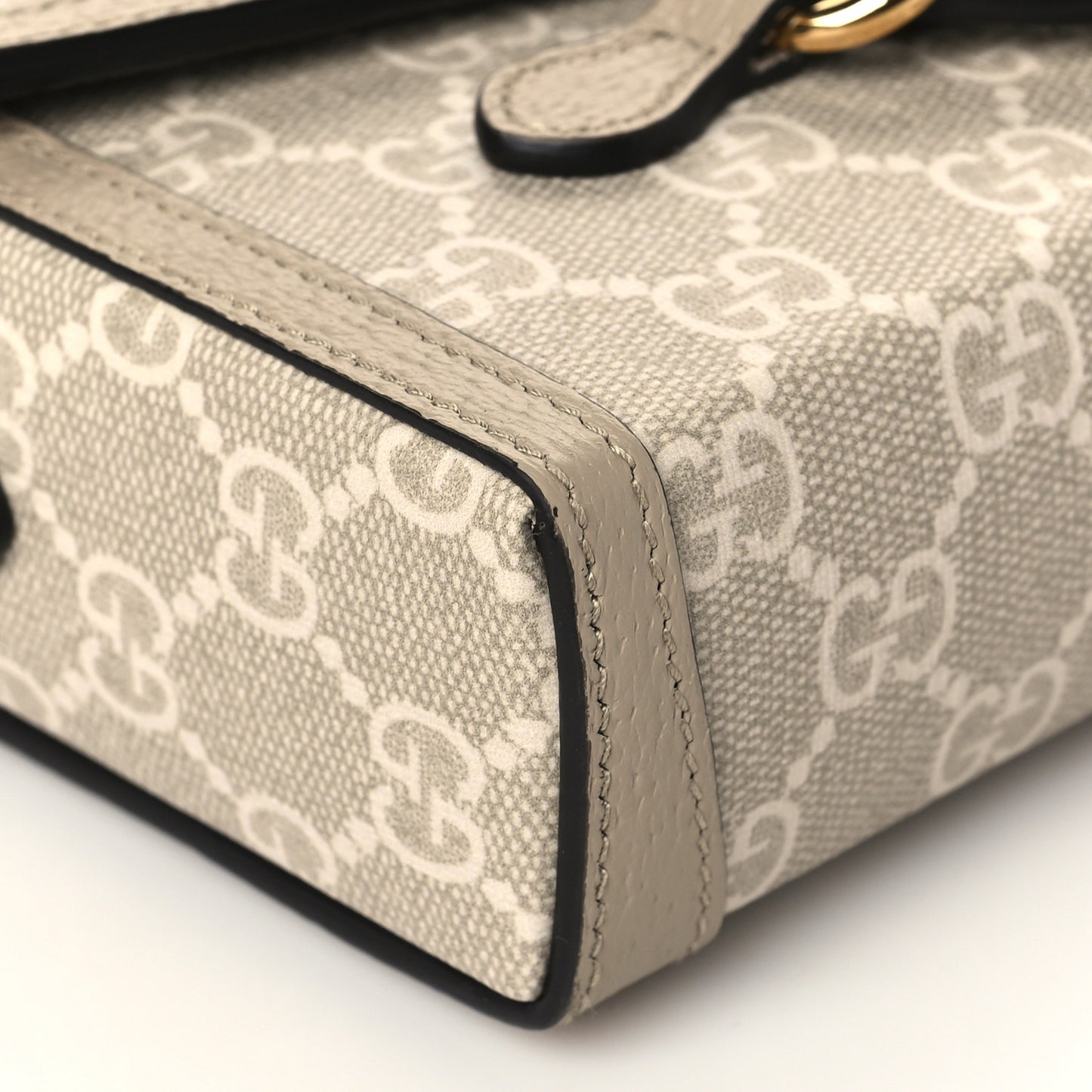 GG Supreme Monogram Textured Dollar Calfskin Mini Horsebit 1955 Shoulder Bag Beige Mystic White Oatmeal