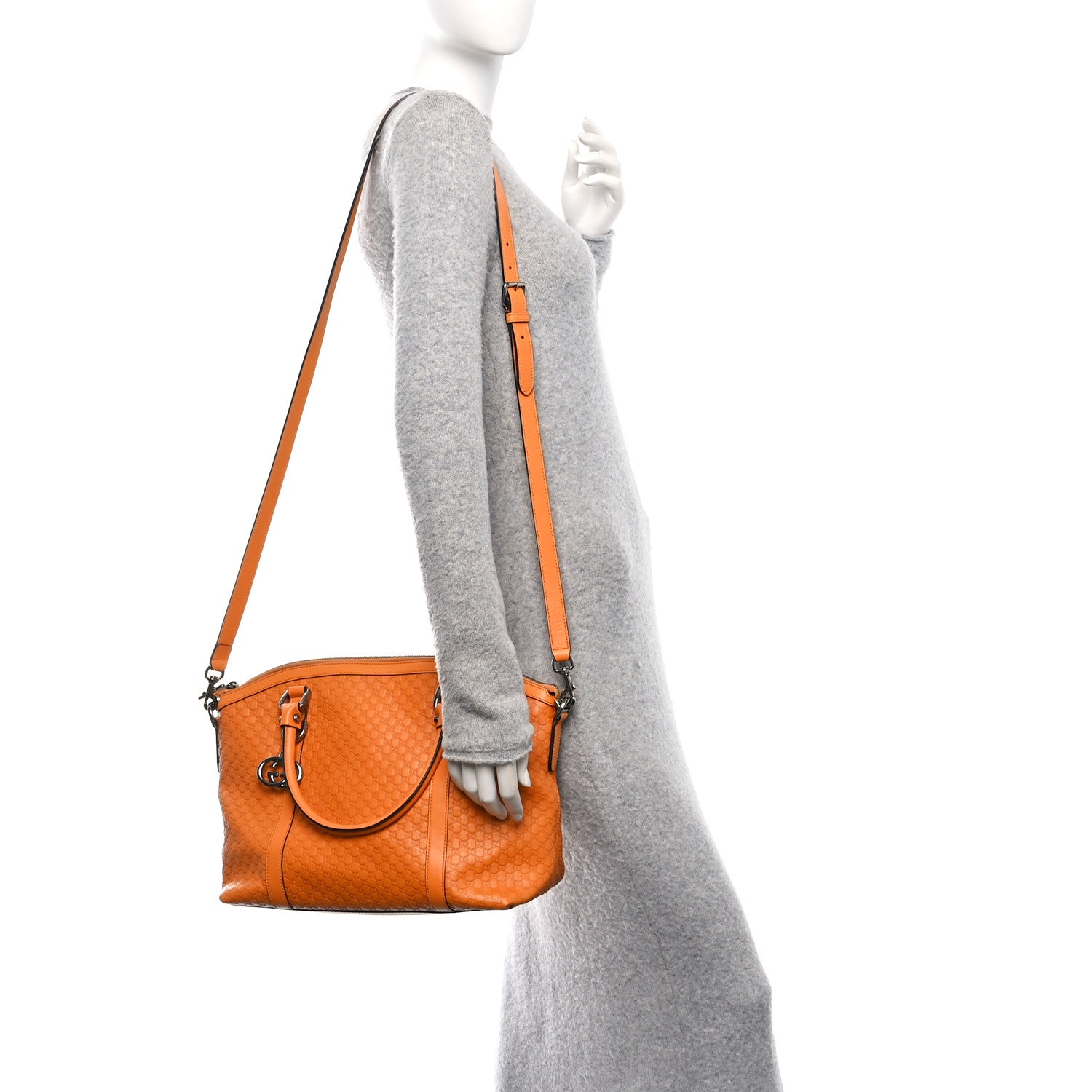 Gucci Microguccissima Medium GG Charm Dome Satchel Orange 2 of 12
