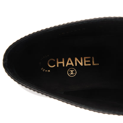Chanel Calfskin Lace Up CC Boots 40 Black 7 of 8