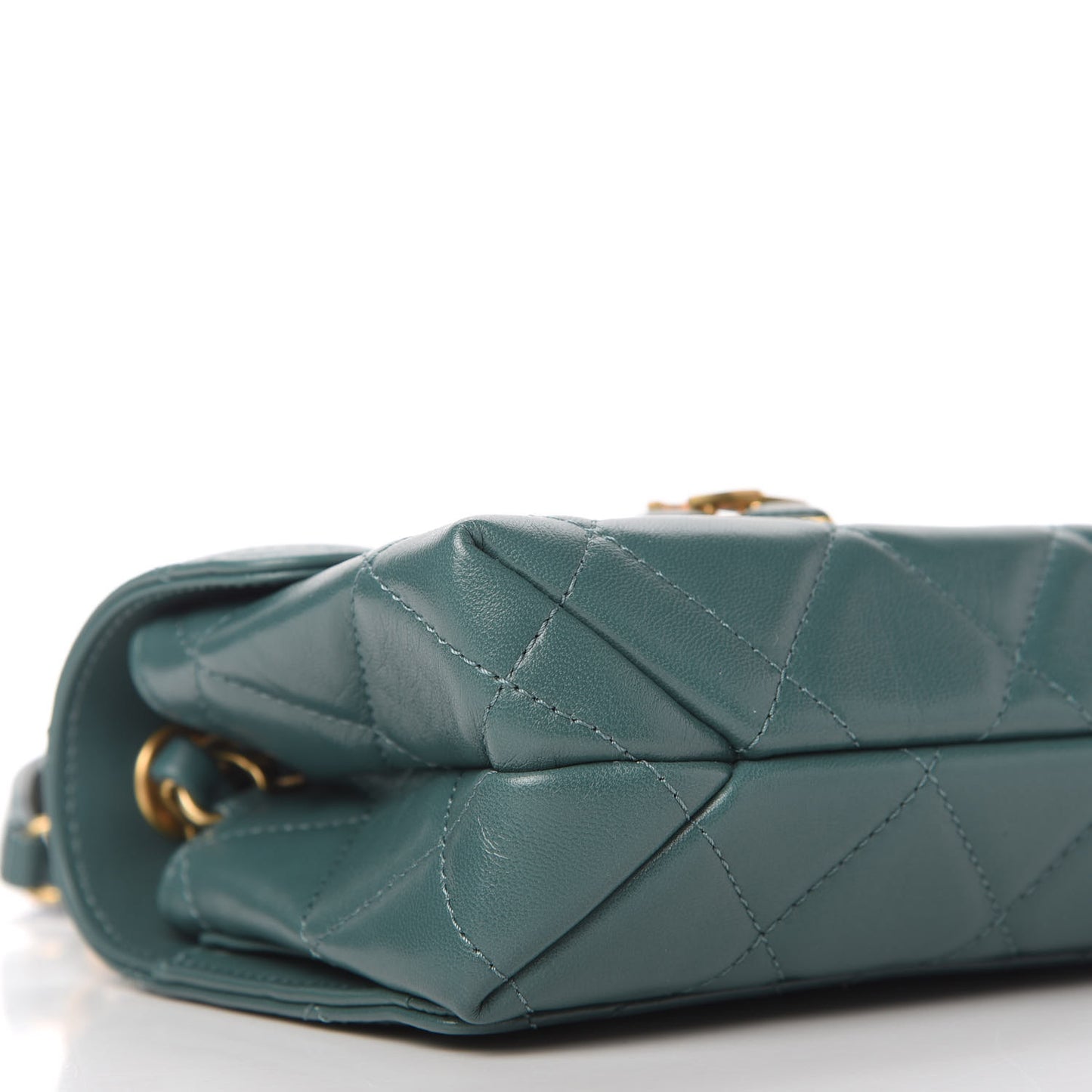 Lambskin Quilted Diamond Lock Flap Green
