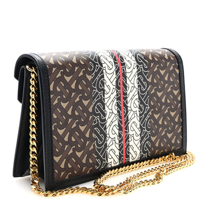 Burberry E-Canvas Monogram Stripe Small TB Envelope Clutch Bridle Brown 3 of 9