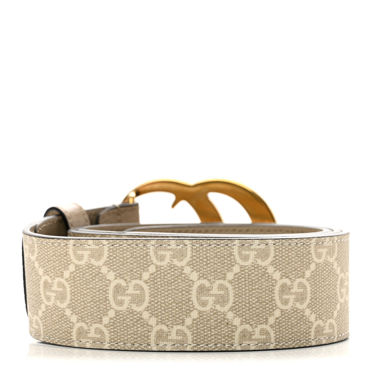 Gucci GG Supreme Monogram Matte Plutone Calfskin Double G 40mm Belt 80 32 Beige Mystic White Oatmeal 2 of 7