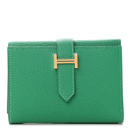 Hermes Chevre Mysore Tri-Fold Compact Bearn Wallet Menthe 1 of 6