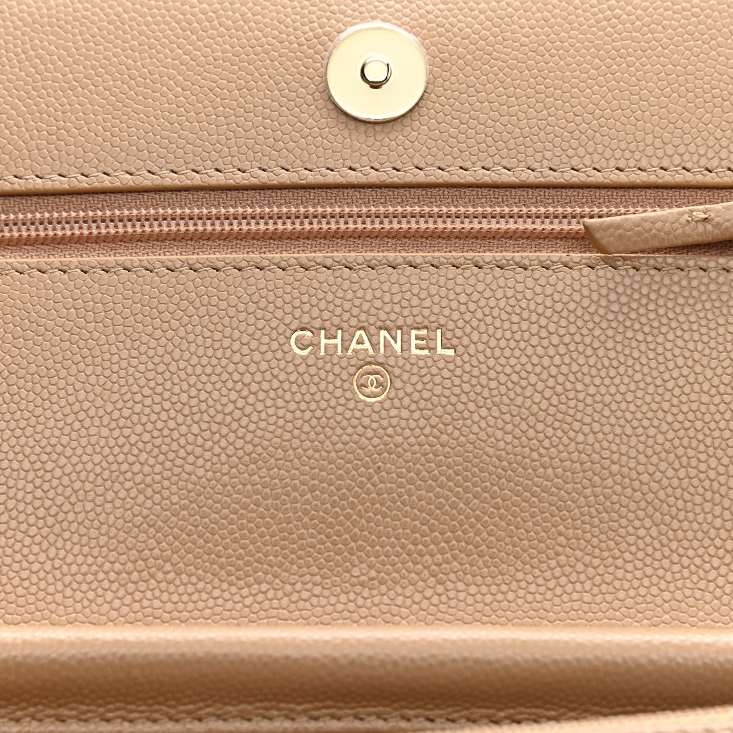 Chanel Caviar Quilted Crystal CC Wallet On Chain WOC Beige 6 of 10