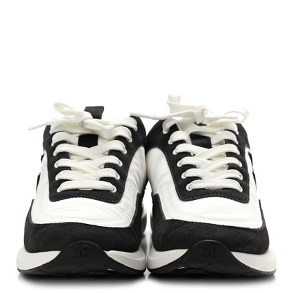 Chanel Nylon Suede Calfskin CC Sneakers 40 White Dark Grey 2 of 8