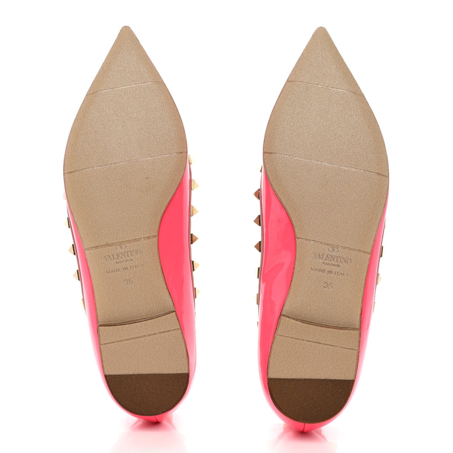 Valentino Garavani Patent Nappa Rockstud Ballerina Flats 36 Fuxia Fluo Poudre 5 of 9