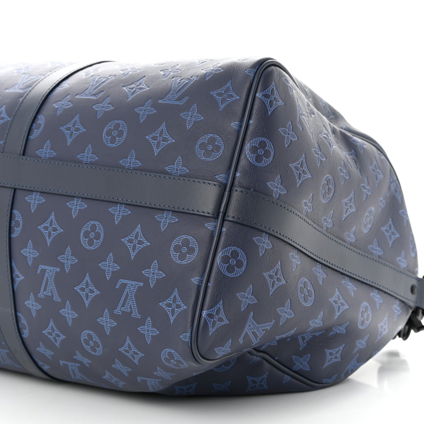 Calfskin Monogram Shadow Keepall Bandouliere 50 Navy