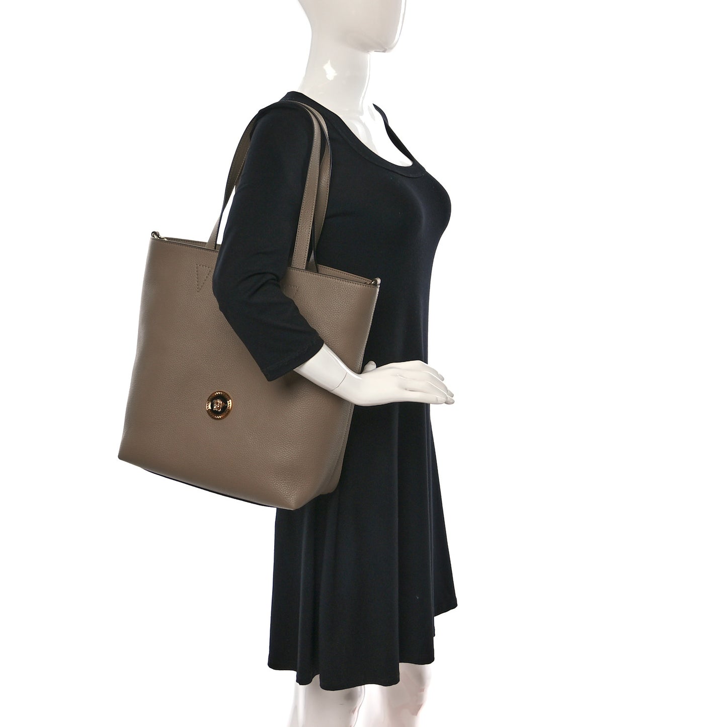 Grained Calfskin Medusa Tote Beige