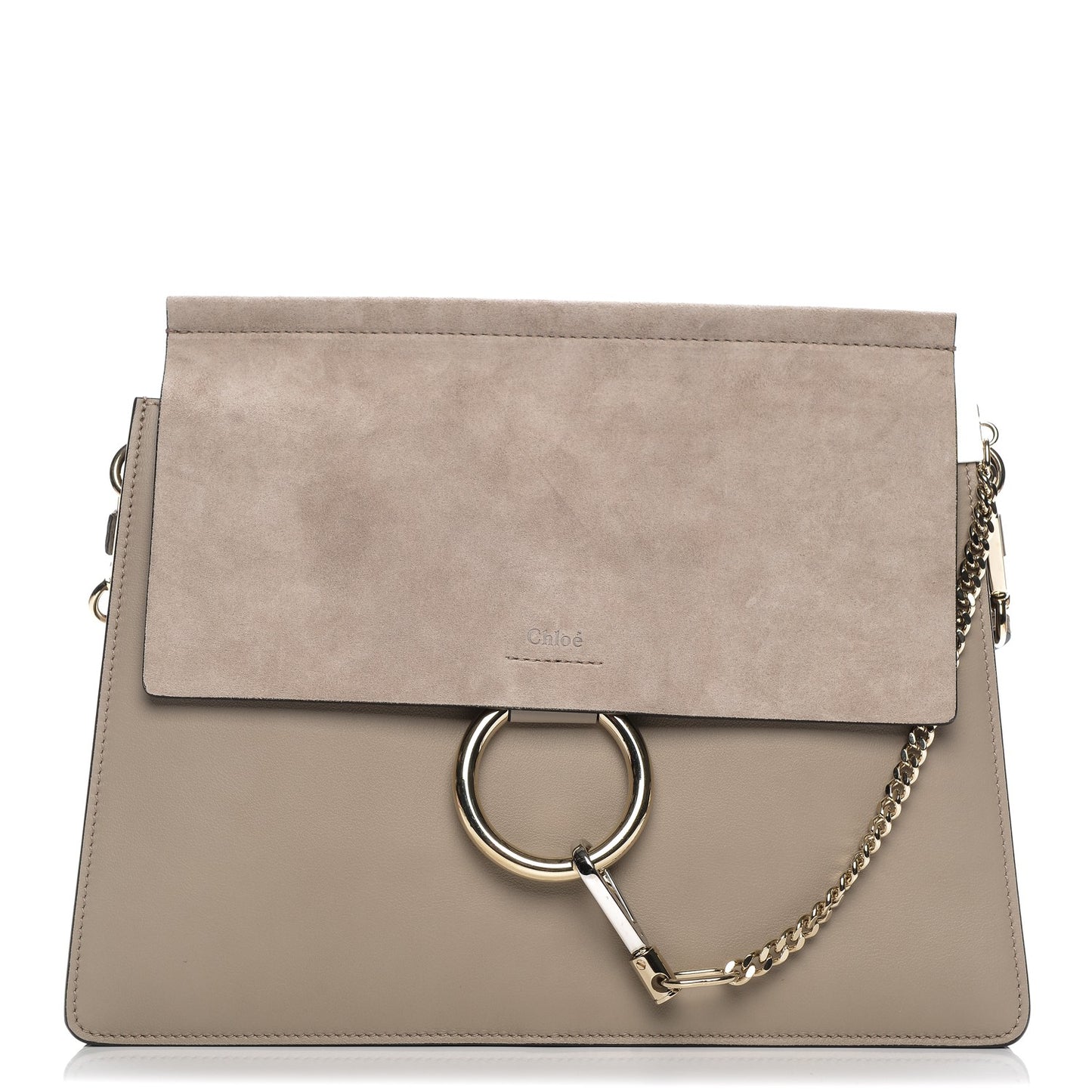 Calfskin Suede Medium Faye Shoulder Bag Motty Grey