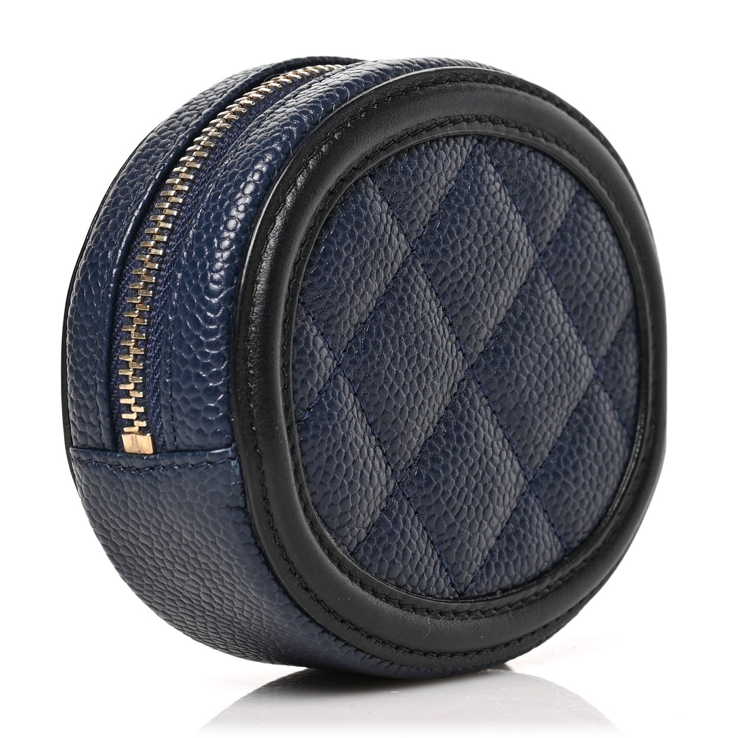 Caviar Quilted Filigree Zip Around Classic Coin Purse Navy Black