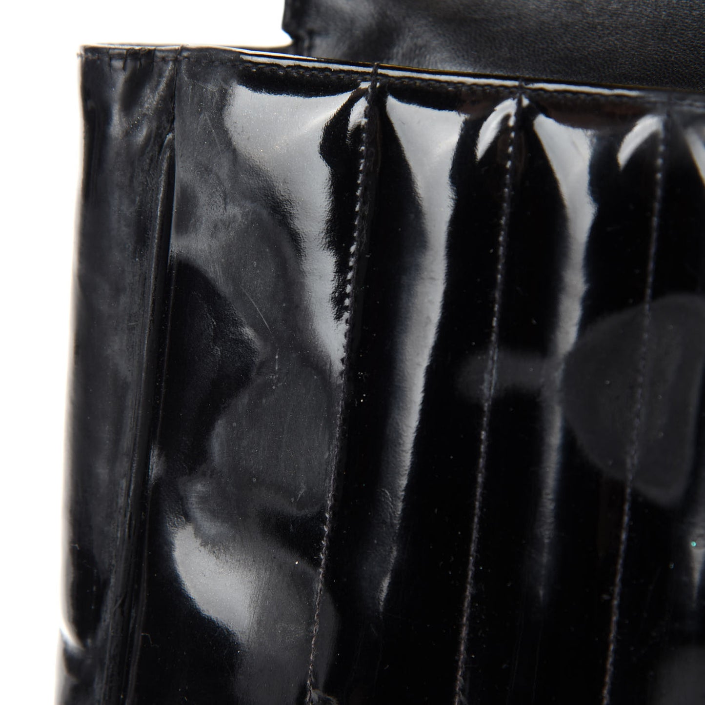 Patent Vertical Quilted Jumbo Single Flap Black