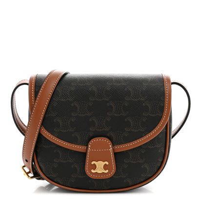 Celine Canvas Calfskin Triomphe Mini Besace Tan 1 of 10