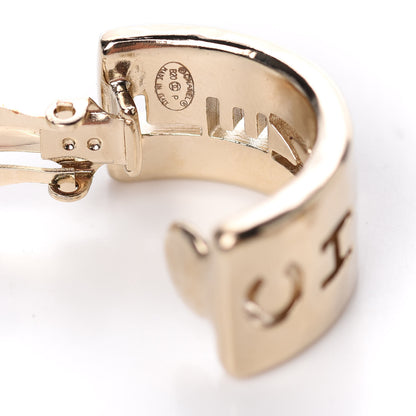 Chanel Metal Bow-tiful CC Hoop Clip On Earrings Gold 4 of 5