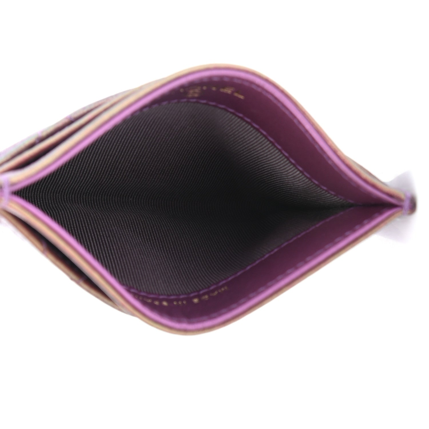 Chanel Iridescent Lambskin Quilted Card Holder Purple 9 of 24