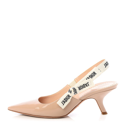 Christian Dior Patent Ribbon J'Adior Slingback 65mm Pumps 37.5 Nude 1 of 11