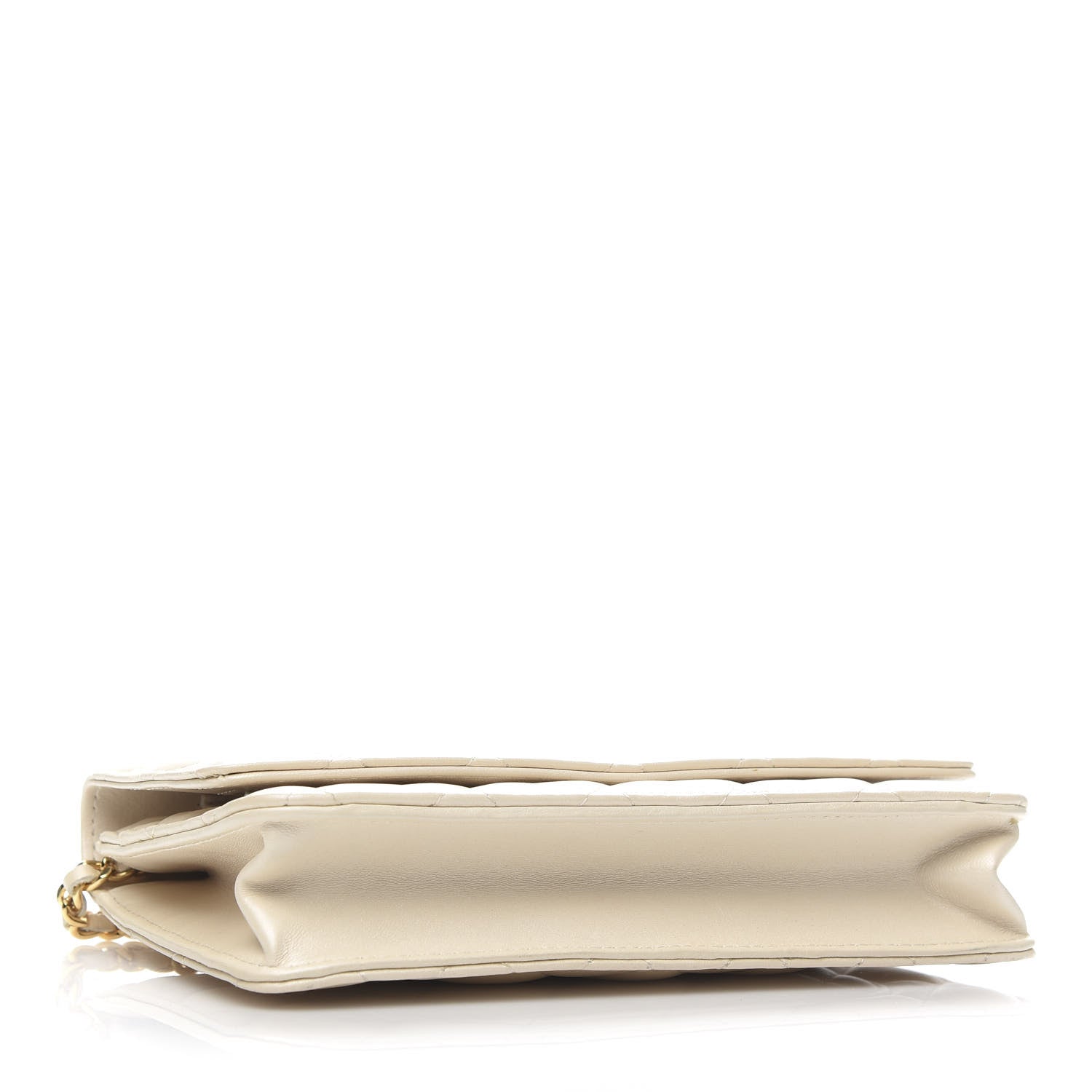 Chanel Pearly Lambskin Quilted Wallet On Chain WOC Light Beige 4 of 11