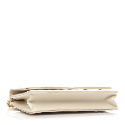 Chanel Pearly Lambskin Quilted Wallet On Chain WOC Light Beige 4 of 11