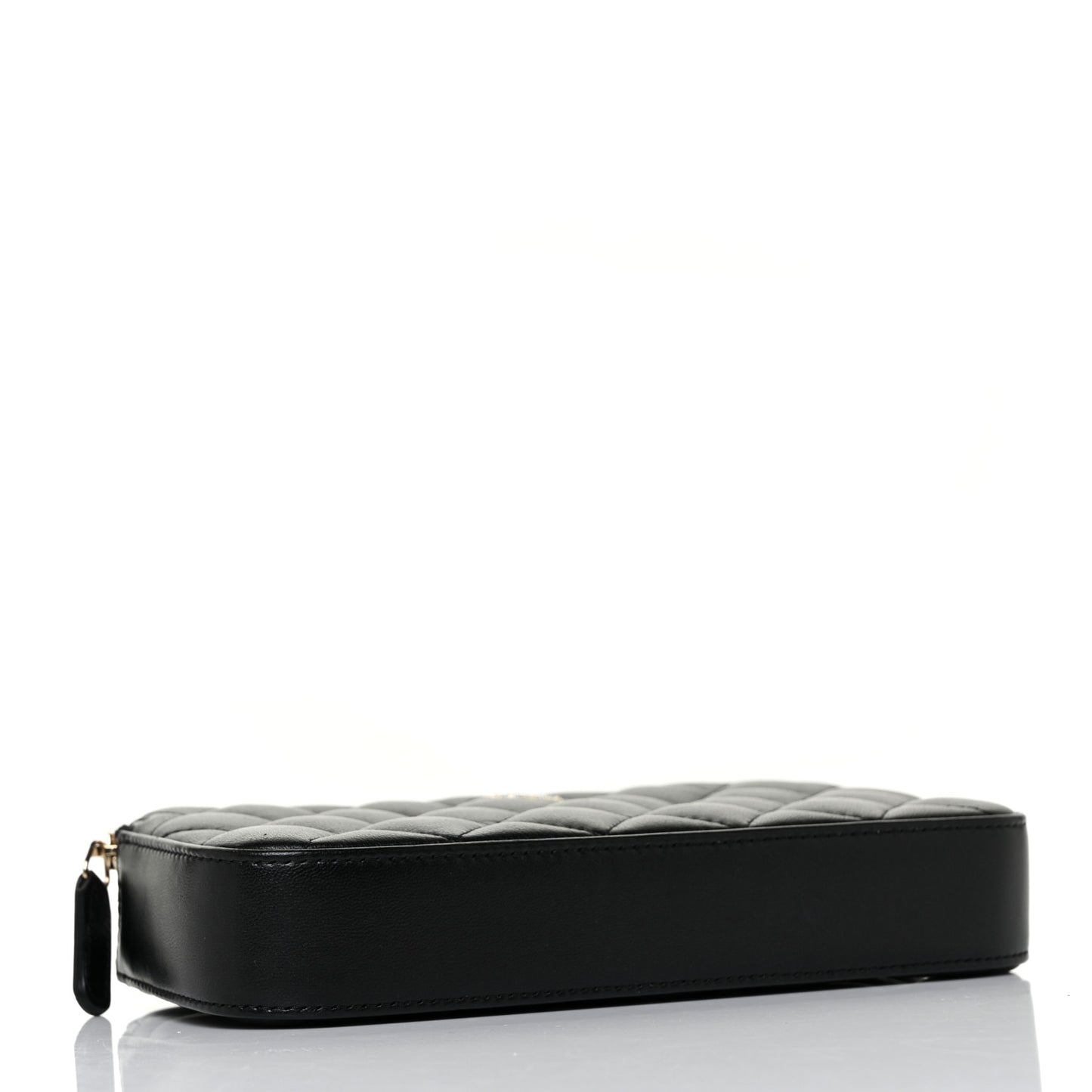 Iridescent Lambskin Quilted Pearl Clutch With Chain Black