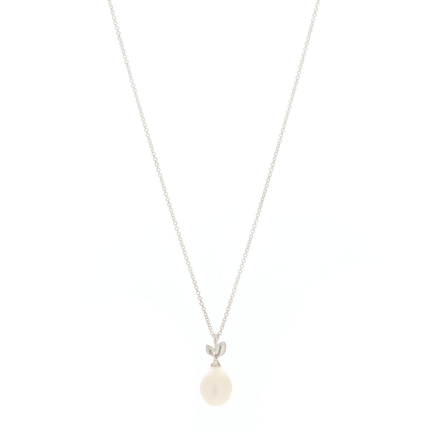 Sterling Silver Pearl Paloma Picasso Olive Leaf Drop Pendant Necklace