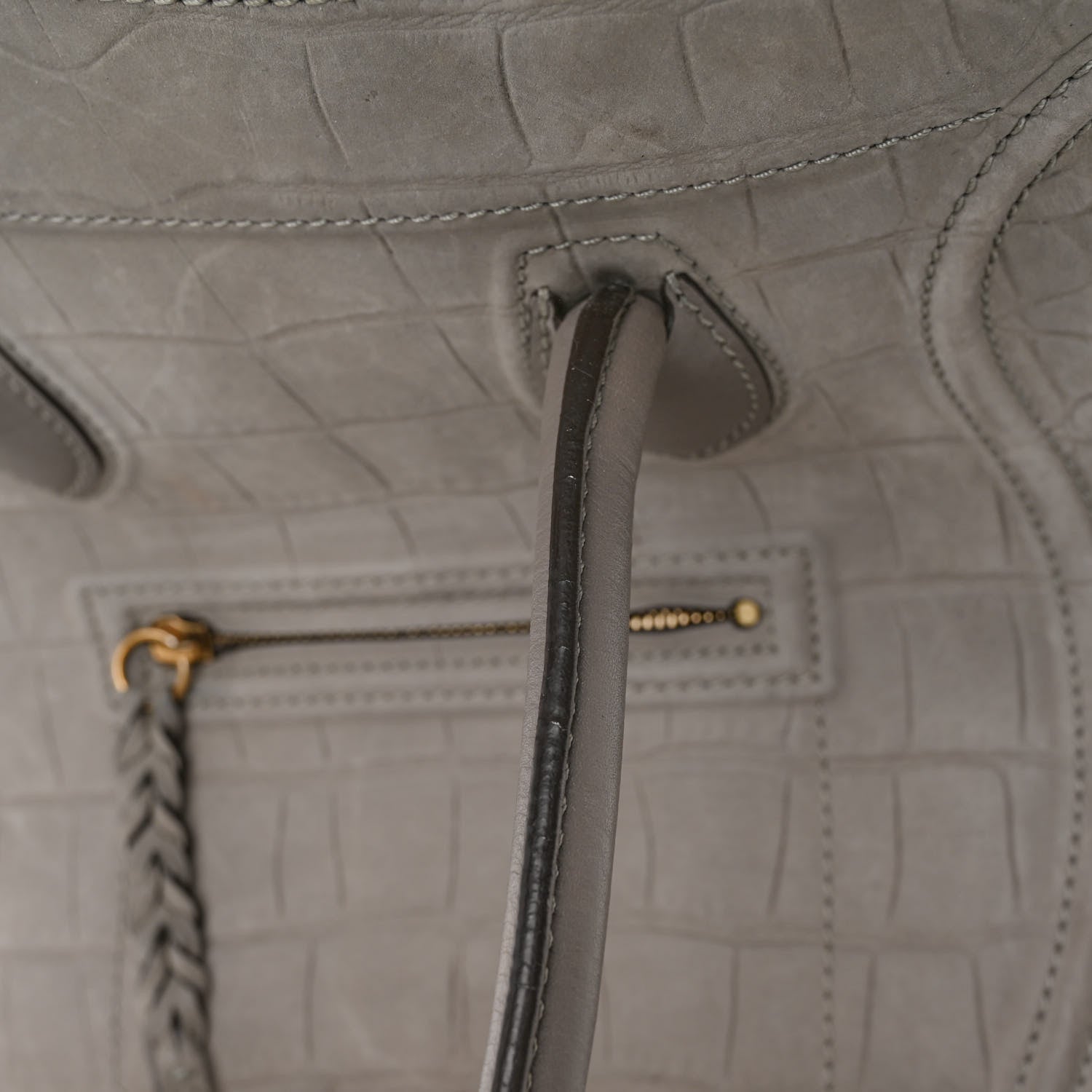 Celine Crocodile Embossed Nubuck Large Phantom Luggage Grey 10 of 12