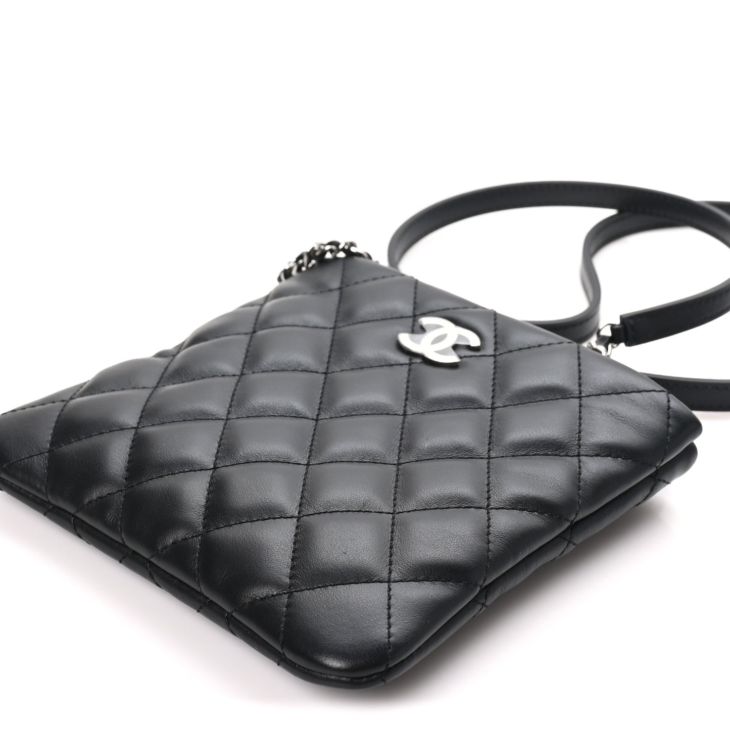 Lambskin Quilted Uniform Crossbody Bag Black