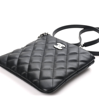 Chanel Lambskin Quilted Uniform Crossbody Bag Black 9 of 10