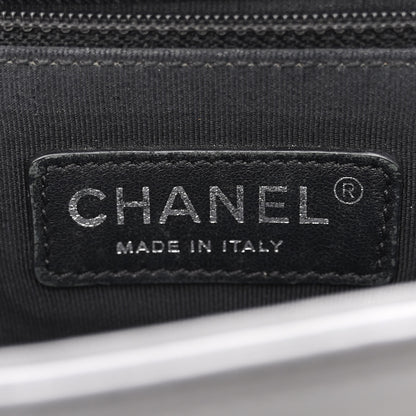 Chanel Calfskin Quilted Checkerboard Trim New Medium Boy Flap Black White 6 of 17