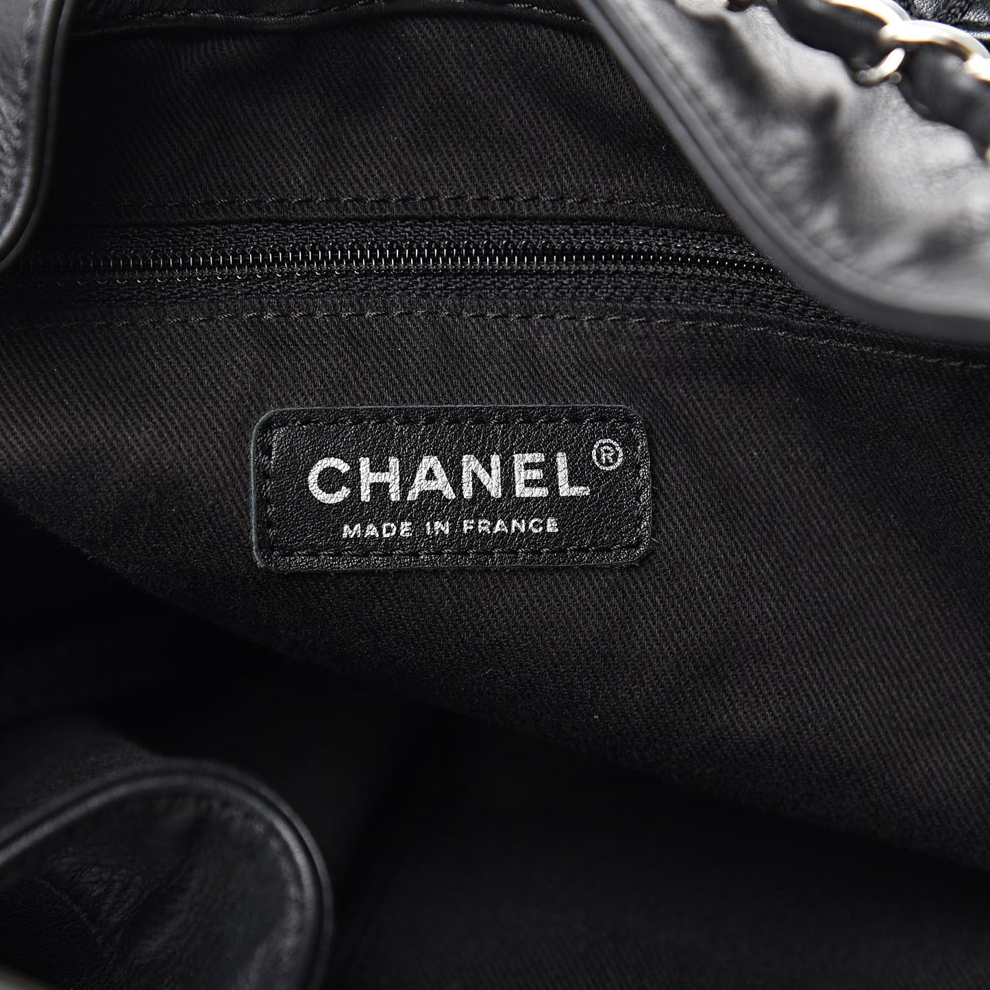 Calfskin Drawstring CC Bucket Bag Black