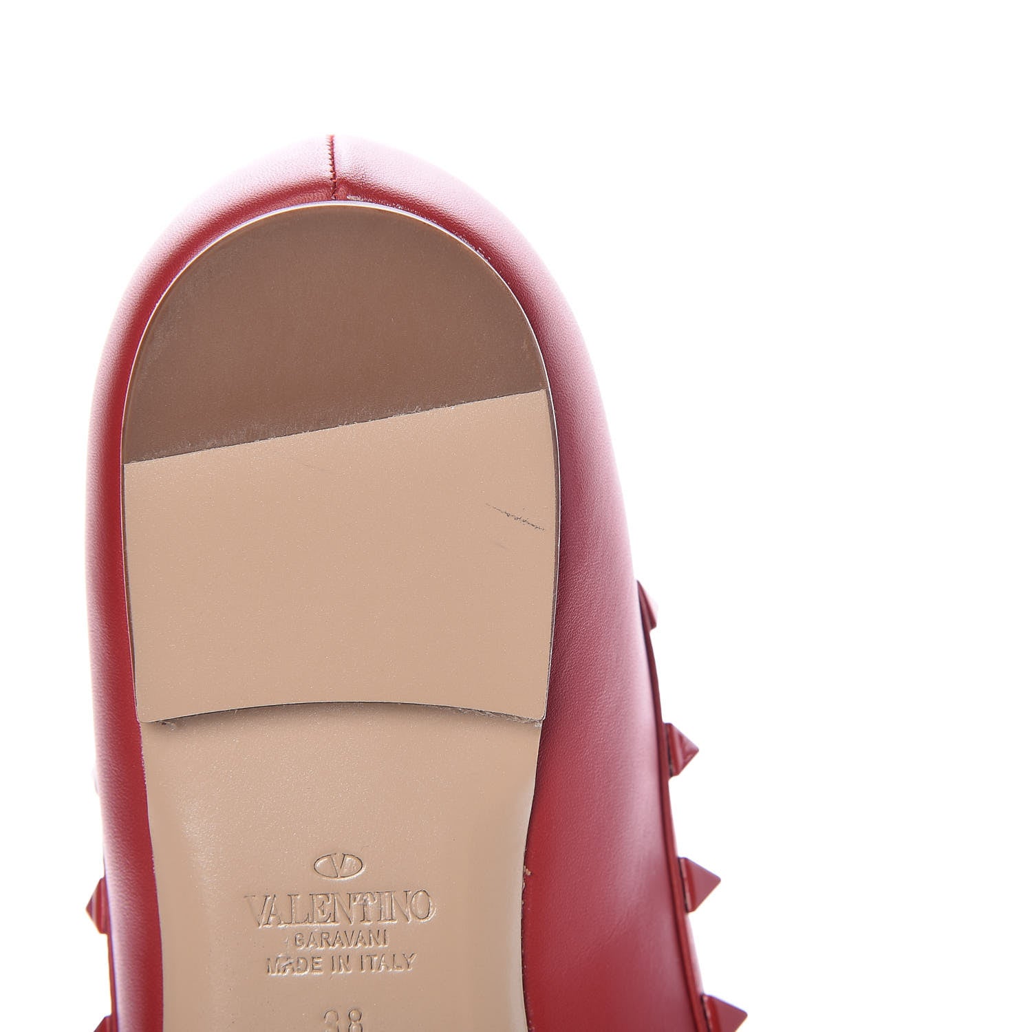 Valentino Garavani Calfskin Monochrome Rockstud Cage Ballerina Flats 38 Rosso Valentino 8 of 9