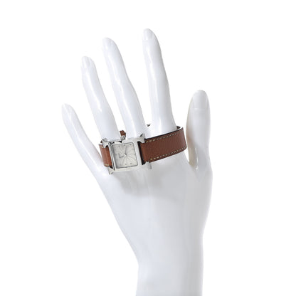 Hermes Stainless Steel Epsom 21mm Heure H Hour Quartz Watch Gold 2 of 8