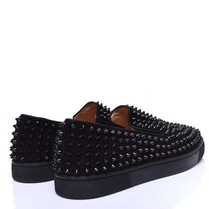 Christian Louboutin Velvet Spikes Mens Roller Boat Flats 44 Black 2 of 11