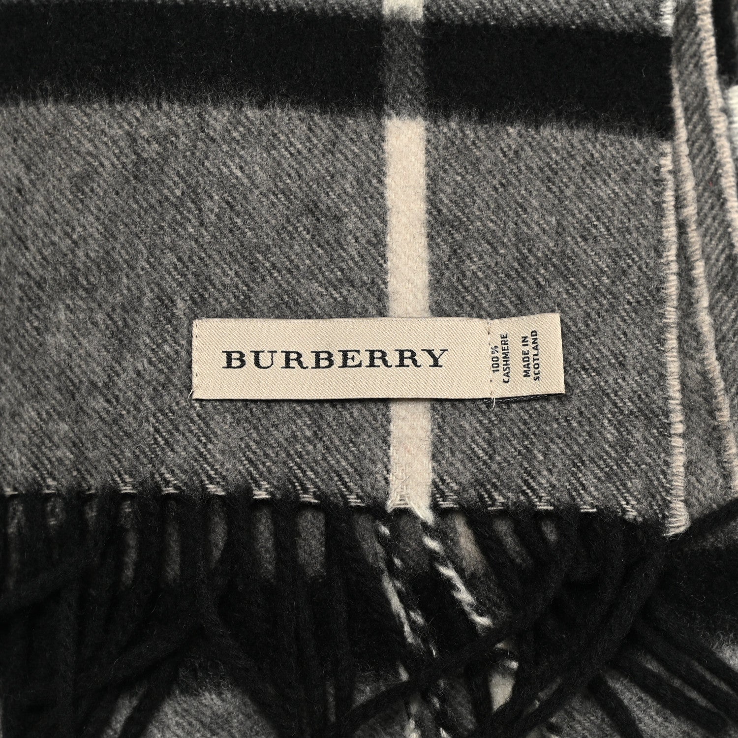 Burberry Cashmere Classic Check Fringe Scarf Grey 4 of 4