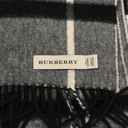 Burberry Cashmere Classic Check Fringe Scarf Grey 4 of 4