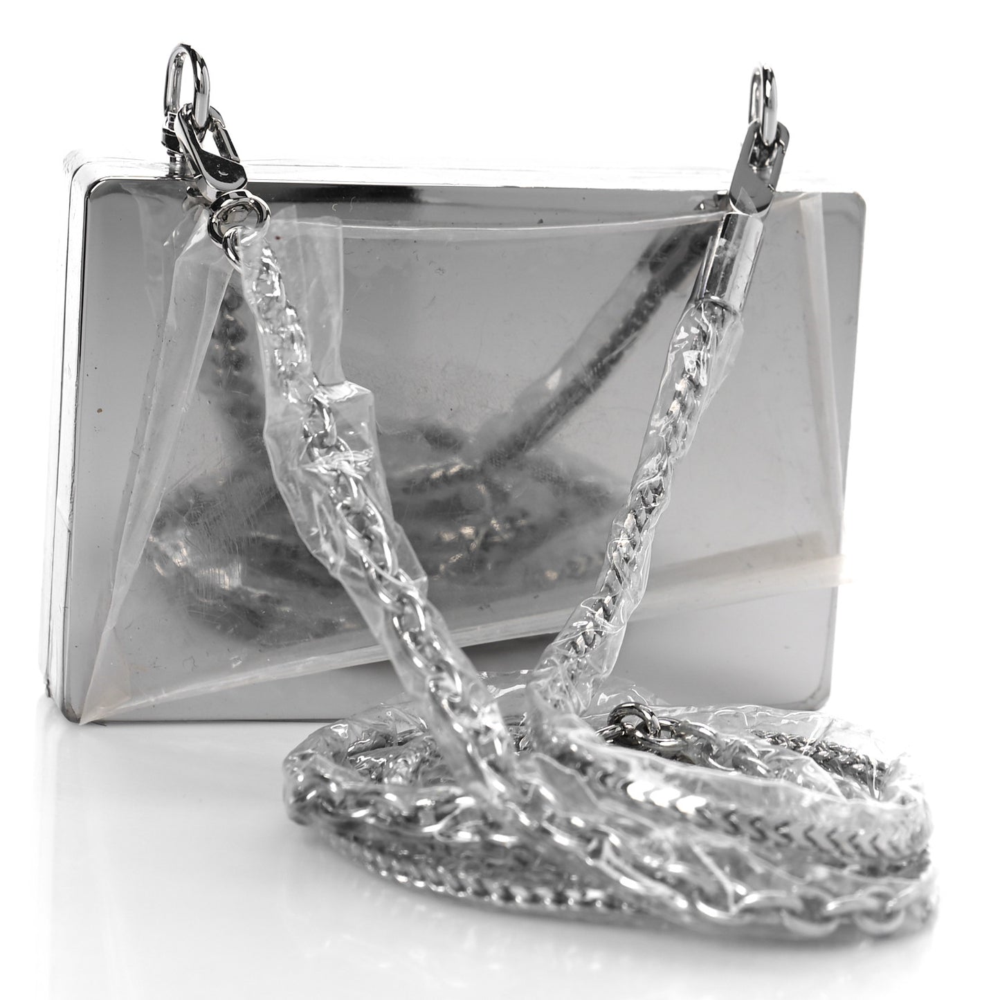 Crystal Credit Card Wangloc Minaudiere Clutch Silver