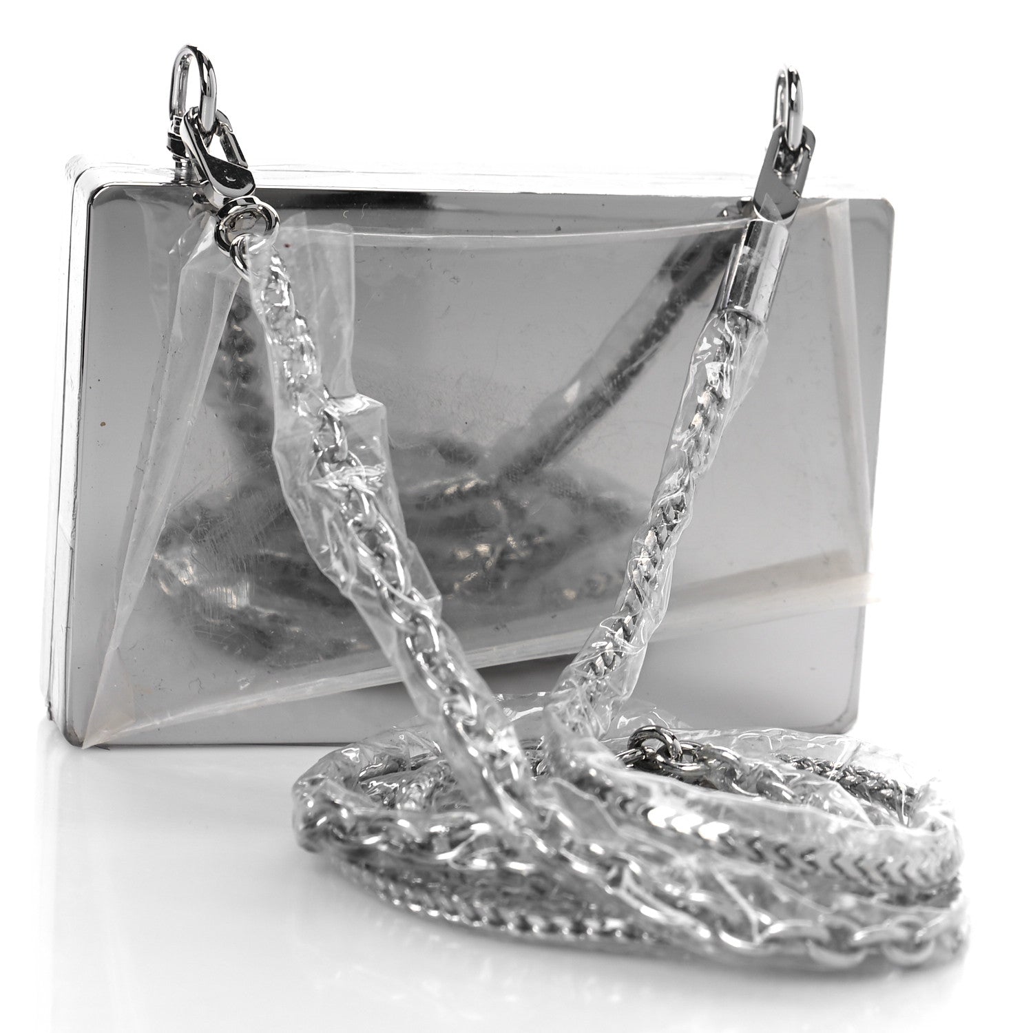 Alexander Wang Crystal Credit Card Wangloc Minaudiere Clutch Silver 3 of 9