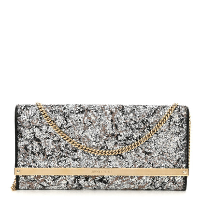 Jimmy Choo Glitter Milla Wallet on Chain Silver 1 of 11