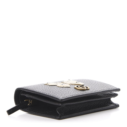 Gucci Pebbled Calfskin Butterfly Card Case Black 4 of 10