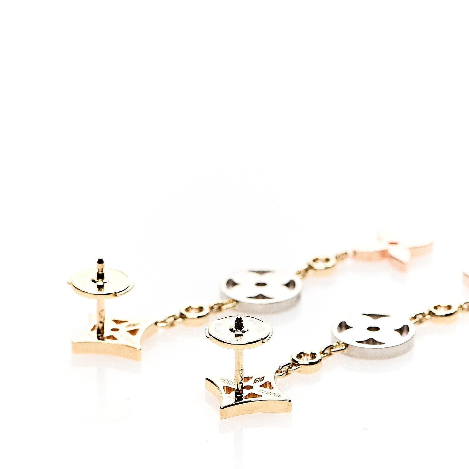Louis Vuitton 18K Yellow White Pink Diamond Idylle Blossom Drop Earrings 3 of 6