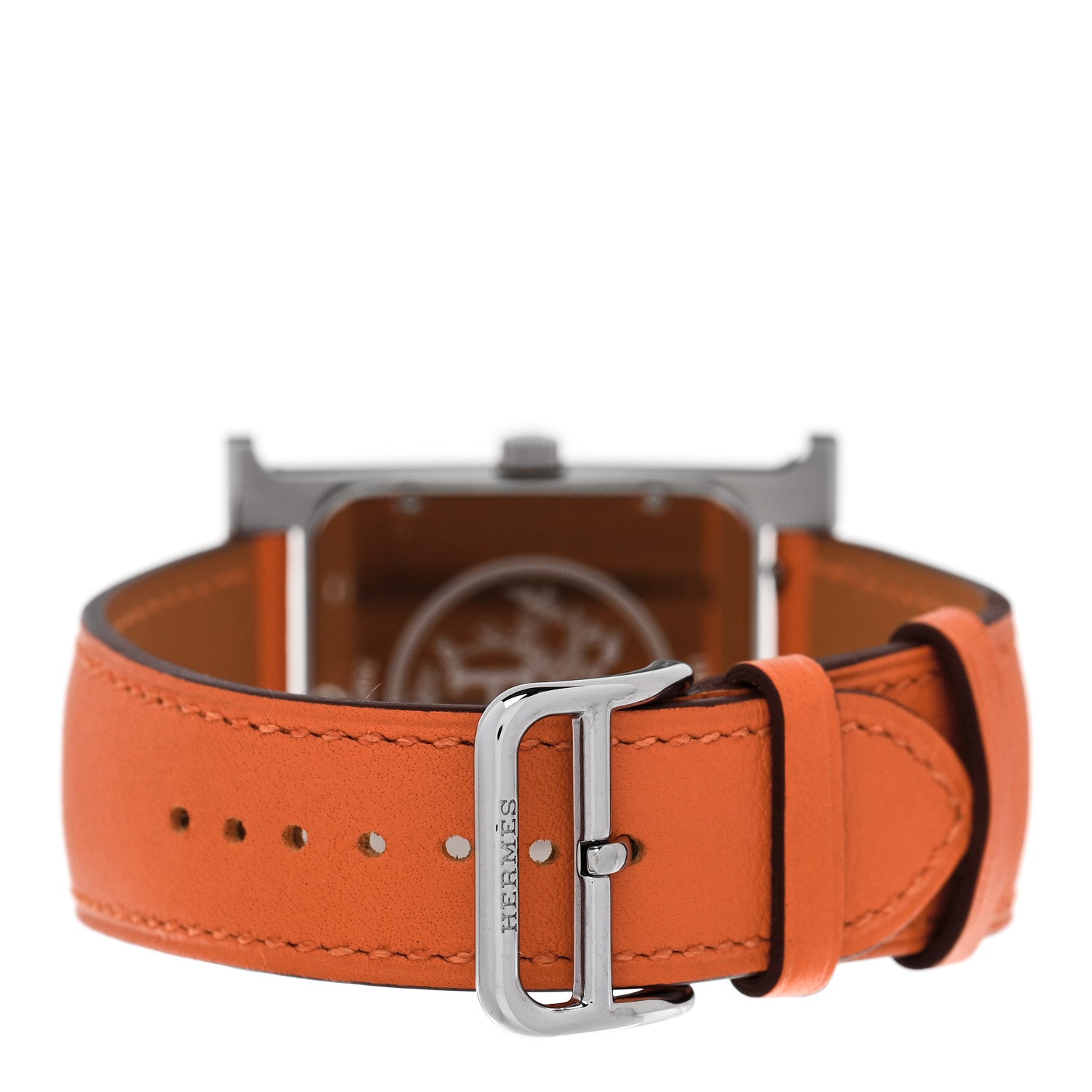 Hermes Stainless Steel Swift 30.5mm Heure H Hour Quartz Watch Orange 3 of 5