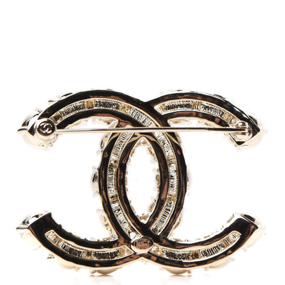 Chanel Crystal Pearl CC Dazzling Domino Brooch Gold Black 3 of 4