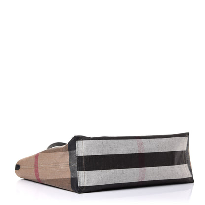 Burberry Coated Canvas Mega Check Medium Doodle Tote Black 4 of 8