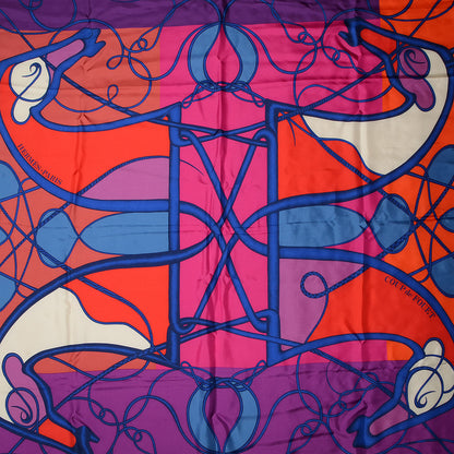 Hermes Silk Twill Coup de Fouet GM Scarf 140 Encre Violet Rose Indien 1 of 6