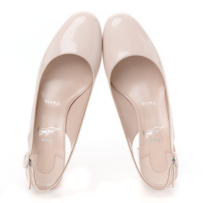 Christian Louboutin Patent So Jane Sling 55 Pump 39 Leche 2 of 9
