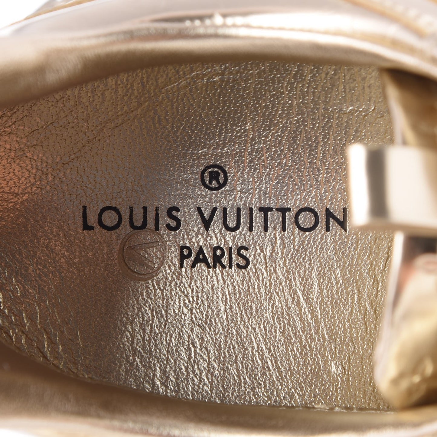 Metallic Patent Embossed Monogram Run Away Sneakers 37.5 Gold