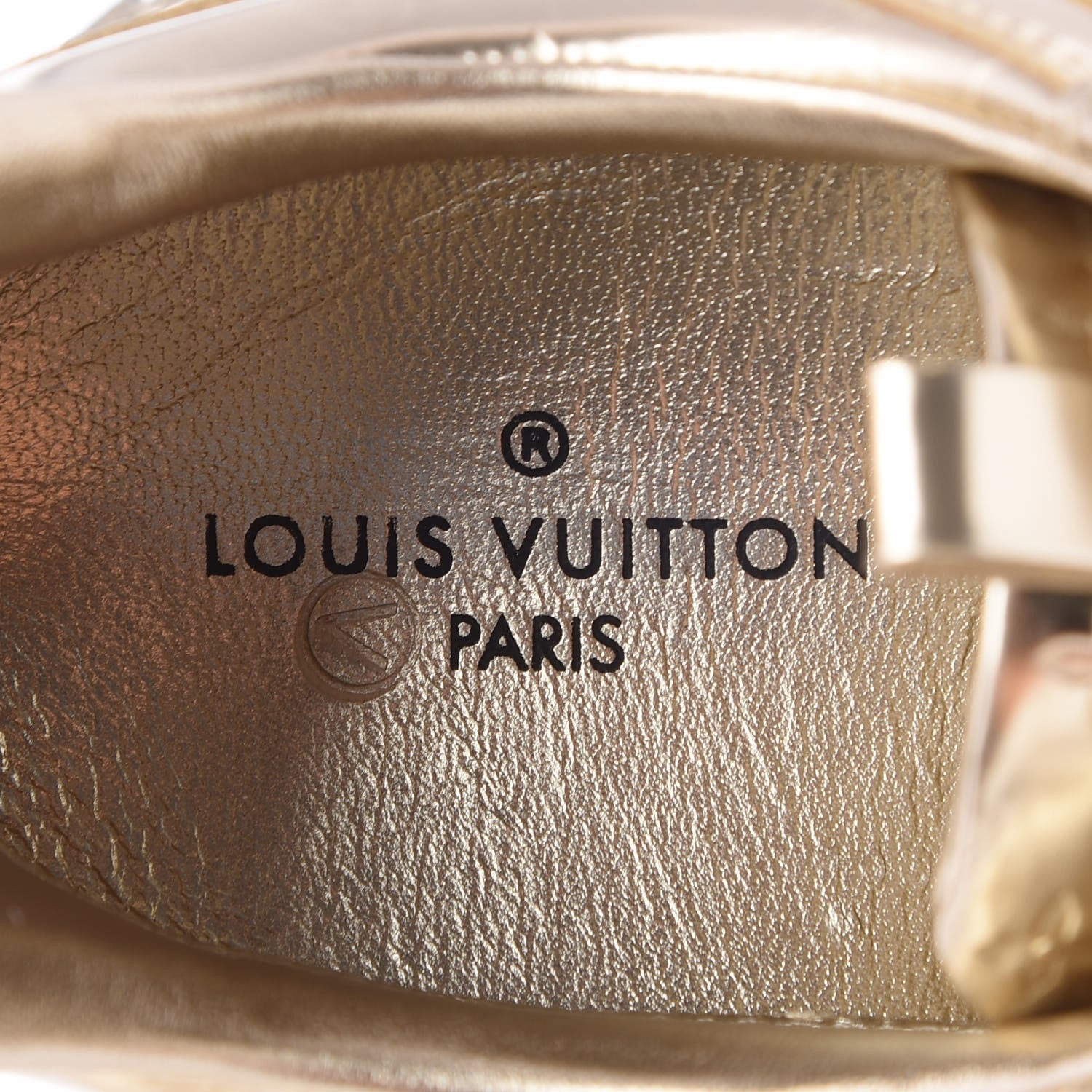 Louis Vuitton Metallic Patent Embossed Monogram Run Away Sneakers 37.5 Gold 7 of 8