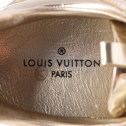 Louis Vuitton Metallic Patent Embossed Monogram Run Away Sneakers 37.5 Gold 7 of 8