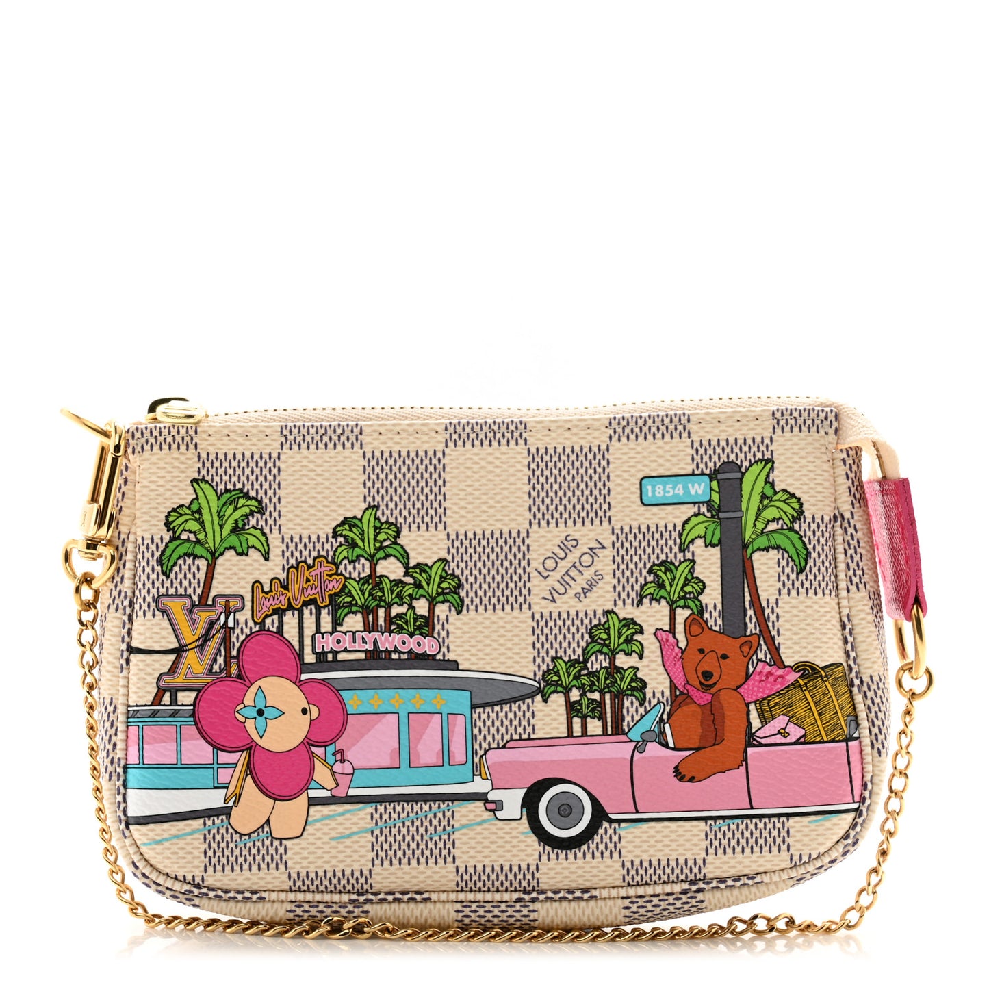 Damier Azur 2021 Christmas Animation Hollywood Mini Pochette Accessories Fuchsia