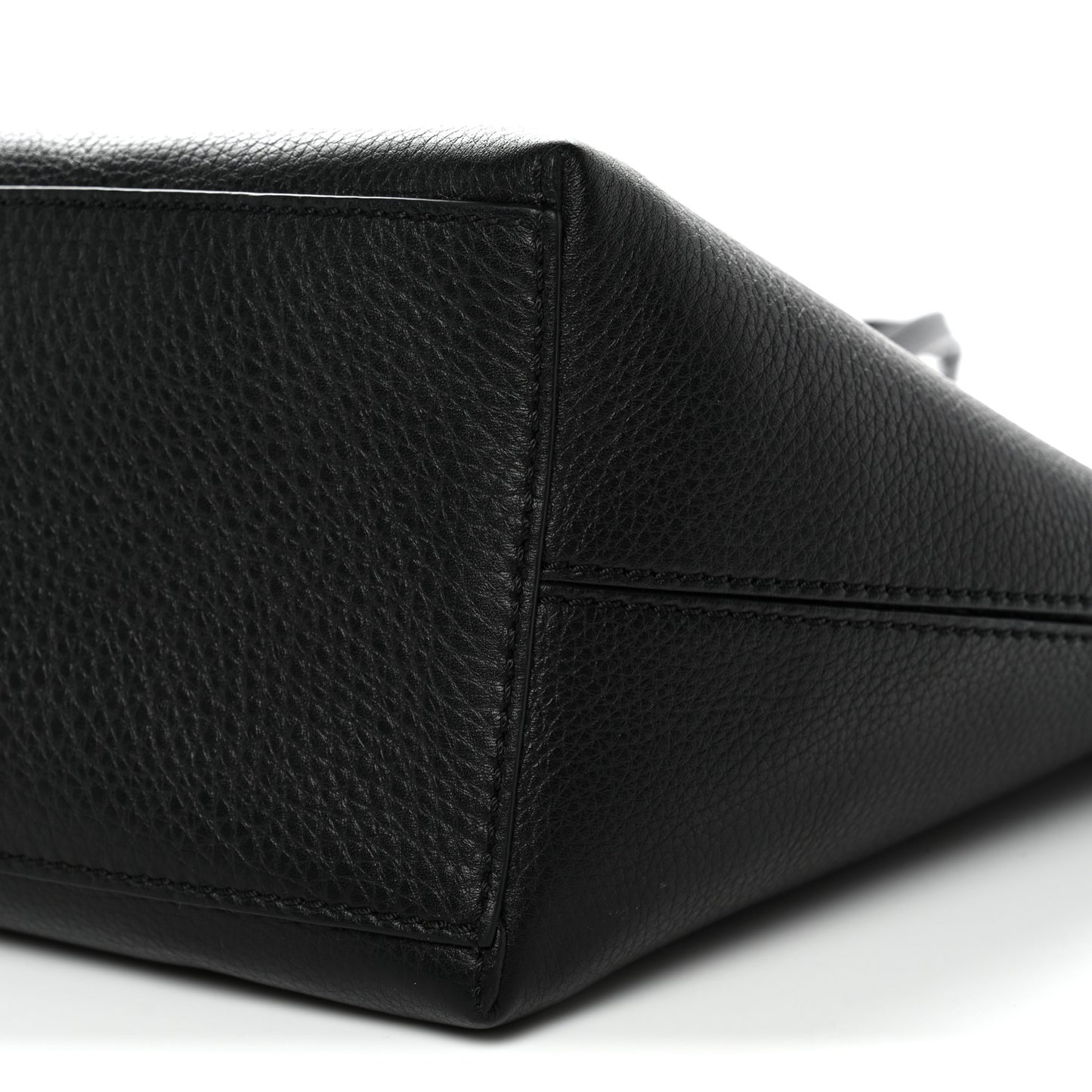 Grained Calfskin Rockstud Shoulder Tote Black