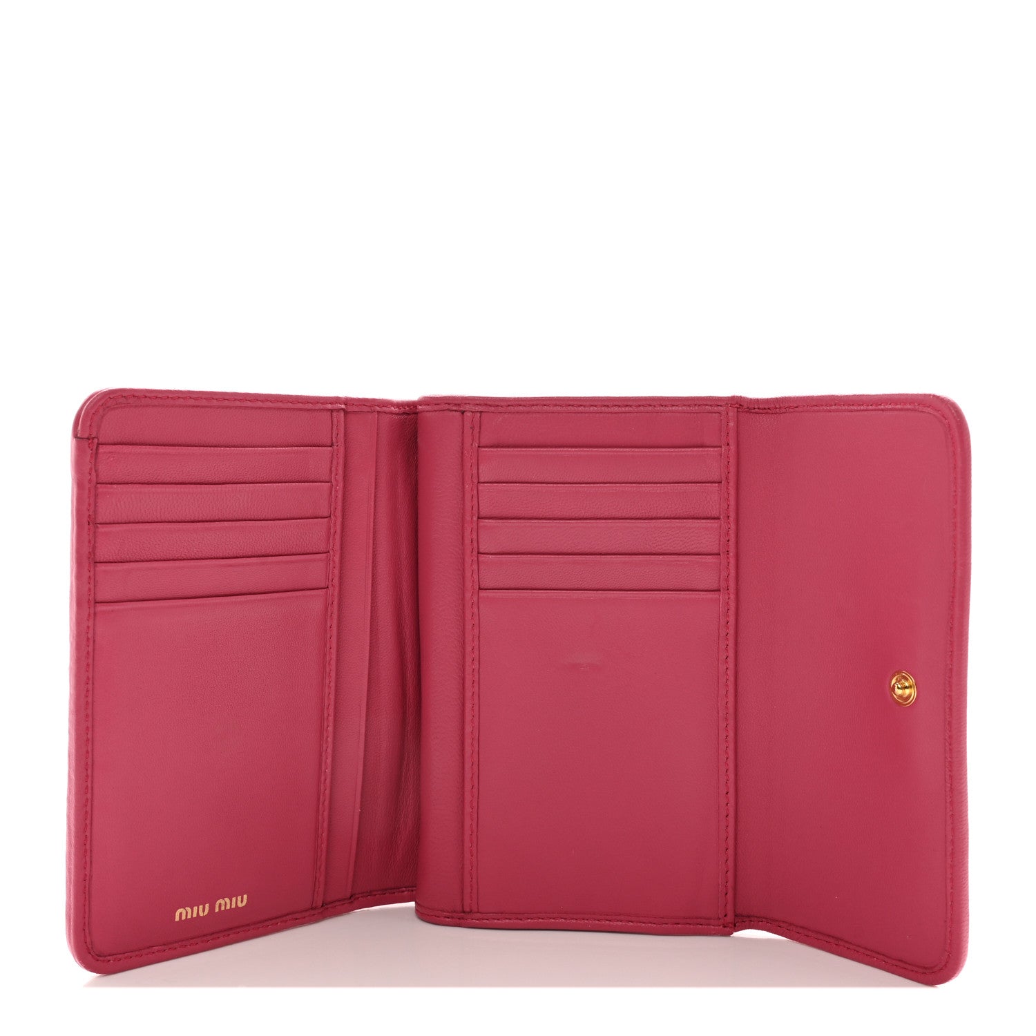 Miu Miu Nappa Matelasse Flap Tri-Fold Wallet Geranio 5 of 14